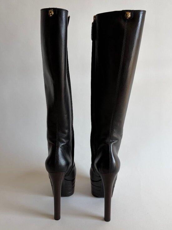 GUCCI ANGEL PLATFORM LEATHER KNEE HIGH BOOTS NEW - Picture 8 of 13